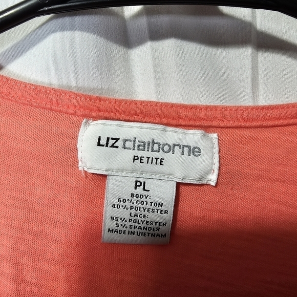 Liz Claiborne floral front pattern orangy/coral sleeveless top size PL - Picture 4 of 4